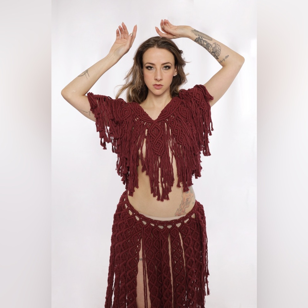 Handmade Macramé Poncho Ruby GoodVibeGoda Bondage Festival